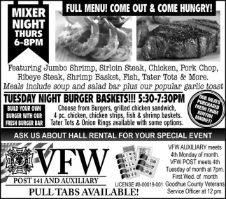 What options are available when renting a VFW hall?