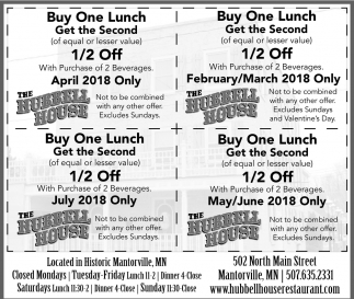 Coupons, The Hubbell House, Mantorville, MN
