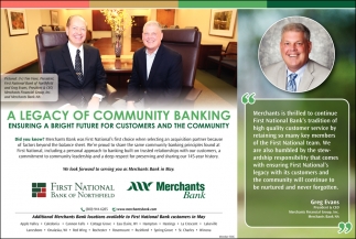 A Legacy Of Community Bank First National Bank Of Northfield