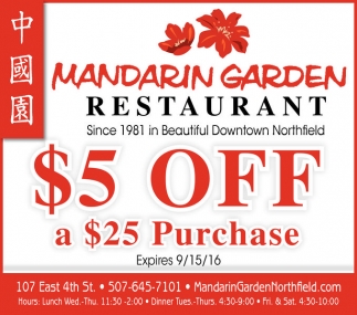 5 Off Mandarin Garden Restaurant
